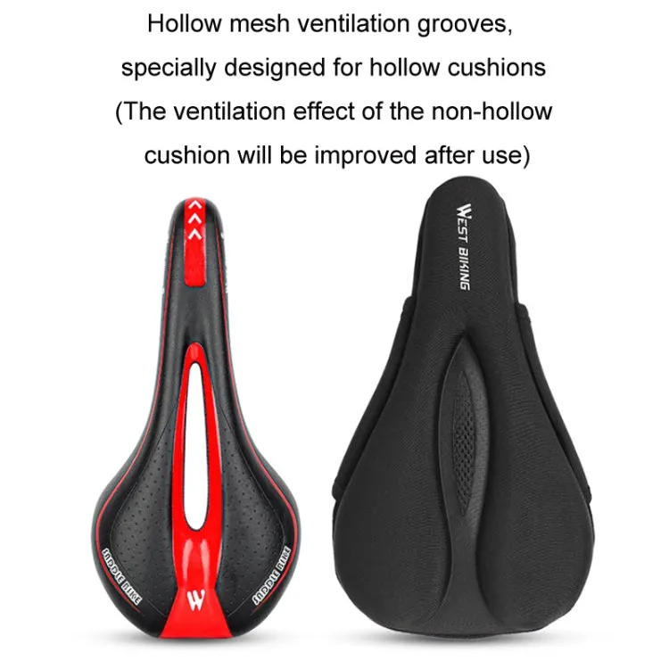 WEST BIKING Bike Cushion Cover Thick Silicone Quick Release Seat Cushion(Black)