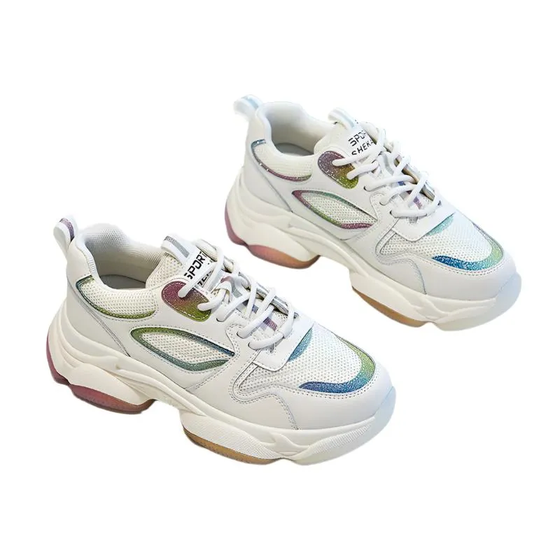 Women Platform Casual Shoes Women Reflective Fashion Sports White Sneakers