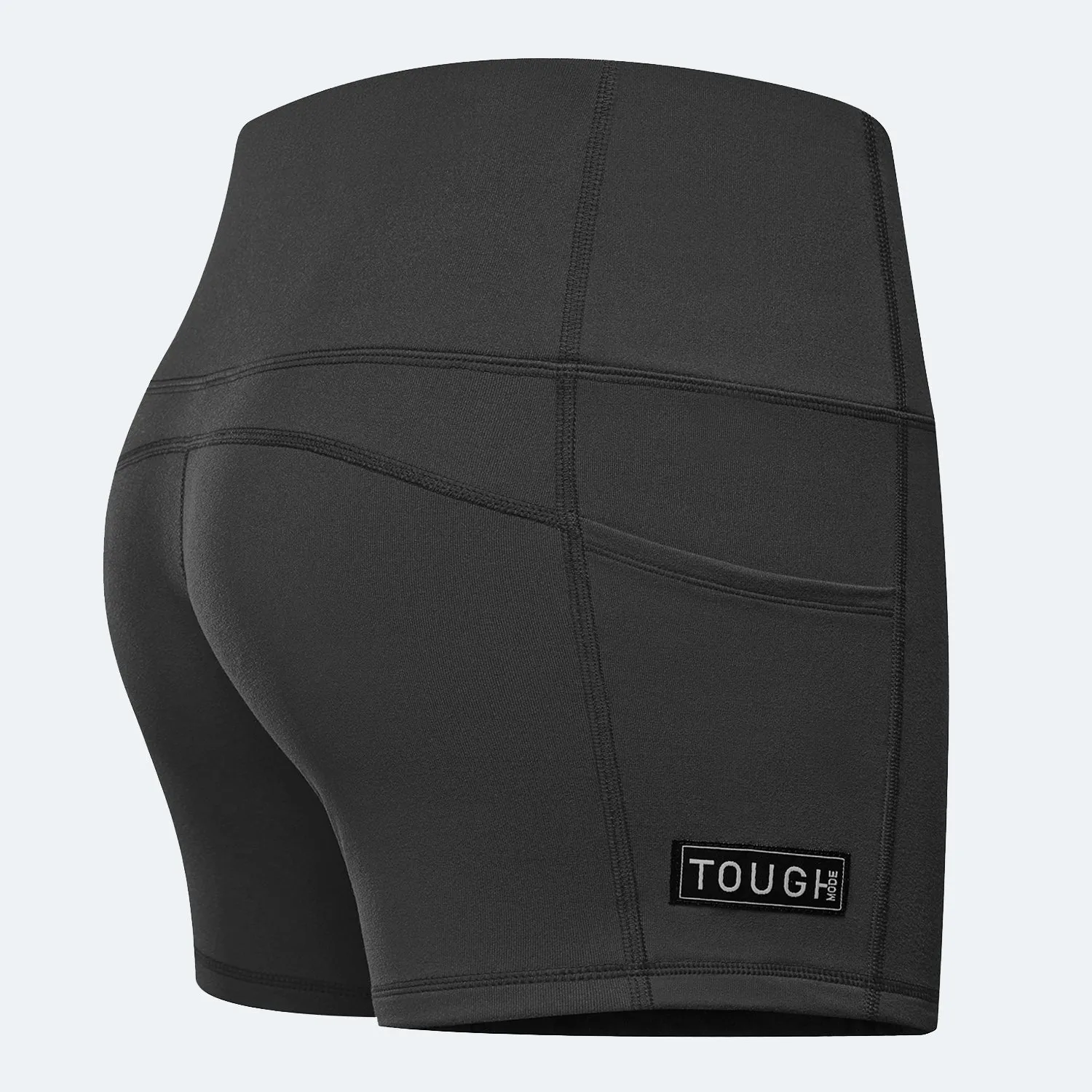 Women's  5" High Waist Biker Shorts Yoga Workout Running Compression Gym Shorts Side Pockets