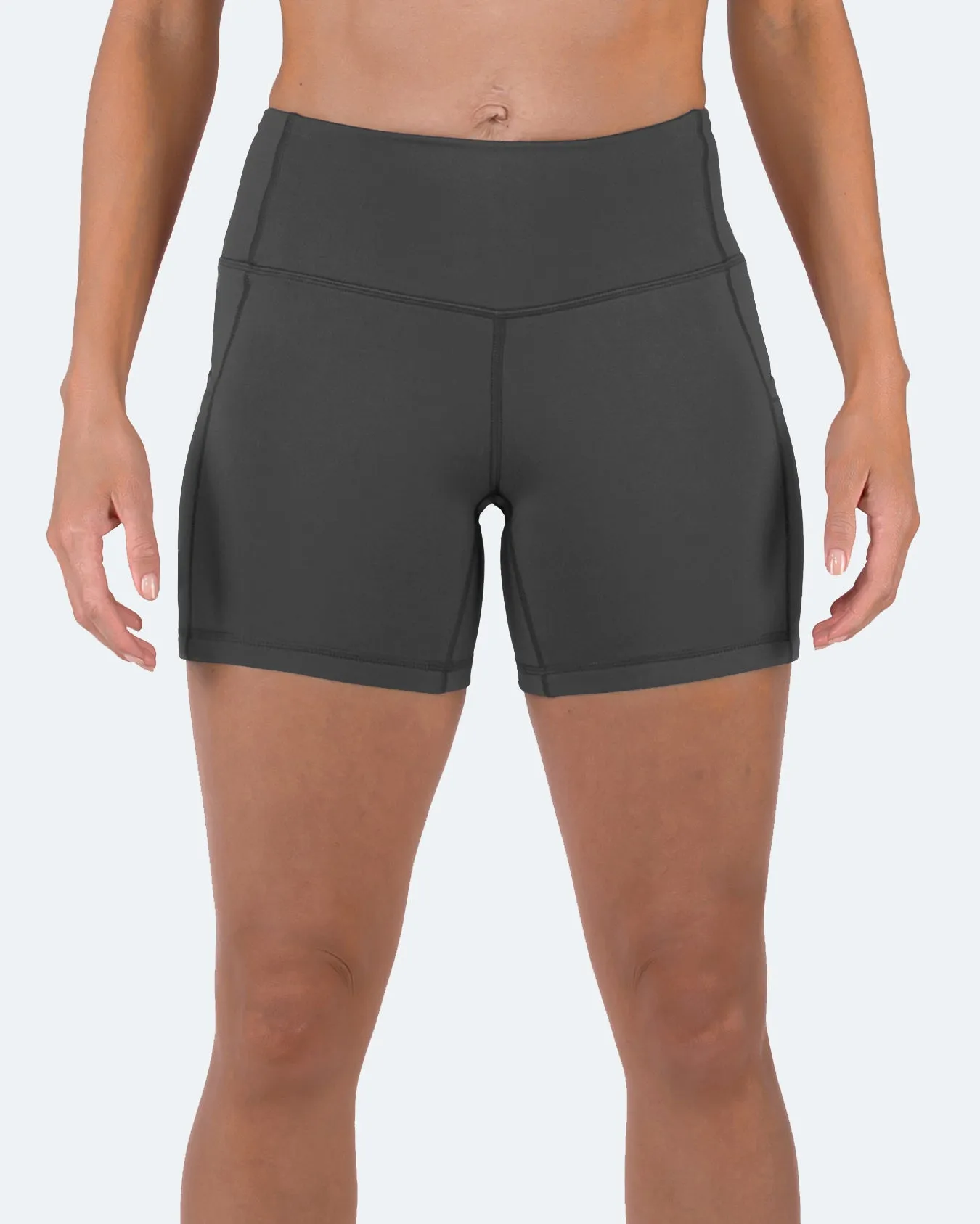 Women's  5" High Waist Biker Shorts Yoga Workout Running Compression Gym Shorts Side Pockets