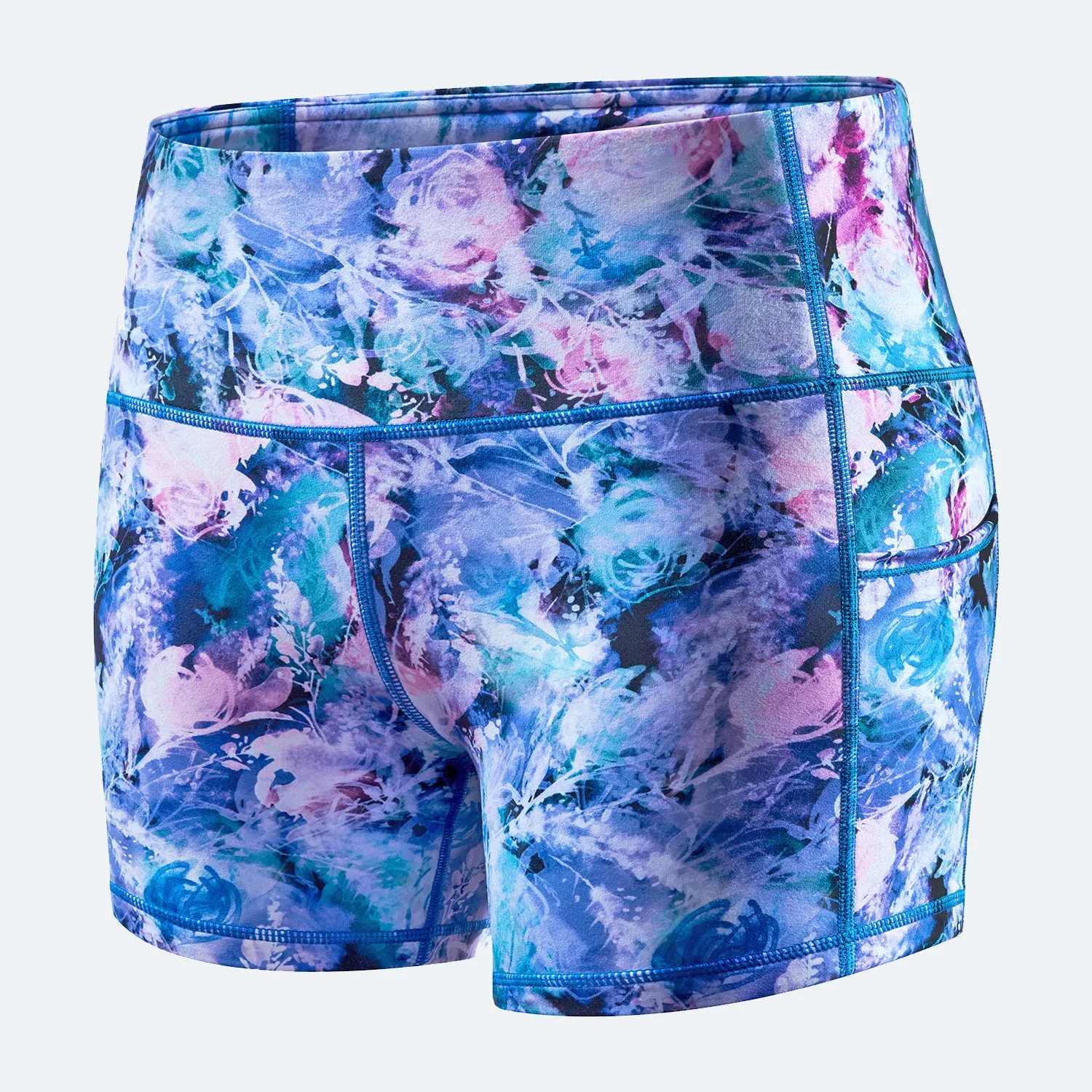 Women's  5" High Waist Biker Shorts Yoga Workout Running Compression Gym Shorts Side Pockets