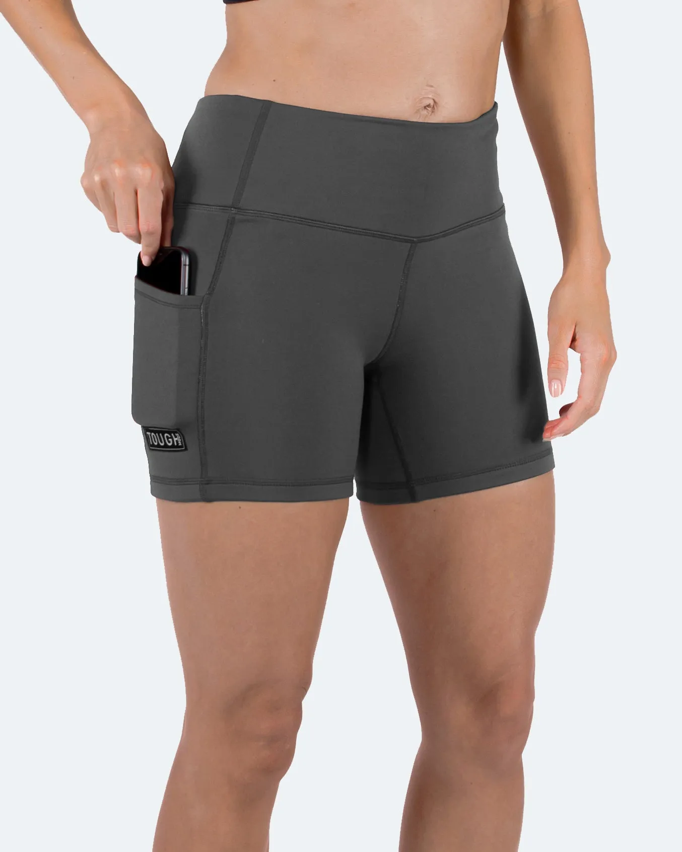 Women's  5" High Waist Biker Shorts Yoga Workout Running Compression Gym Shorts Side Pockets