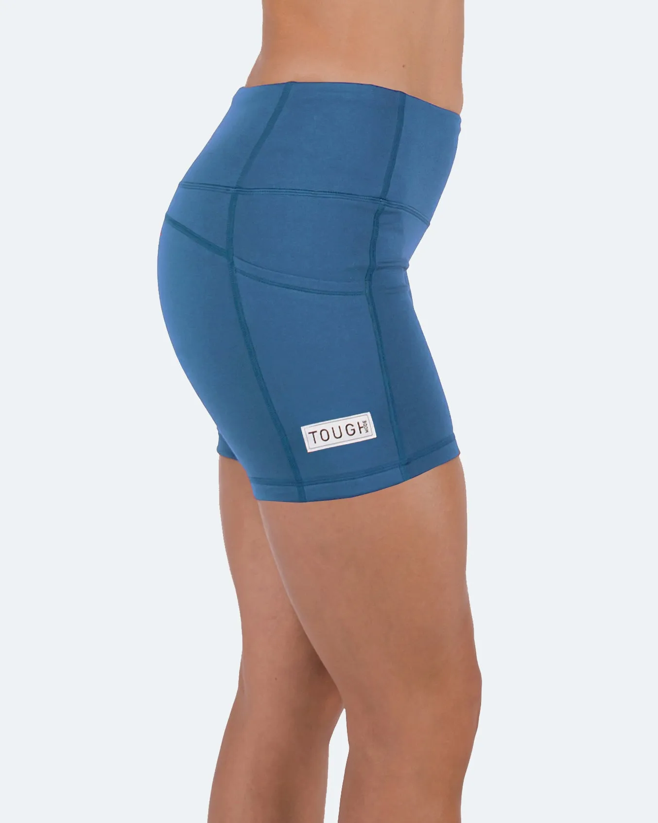 Women's  5" High Waist Biker Shorts Yoga Workout Running Compression Gym Shorts Side Pockets