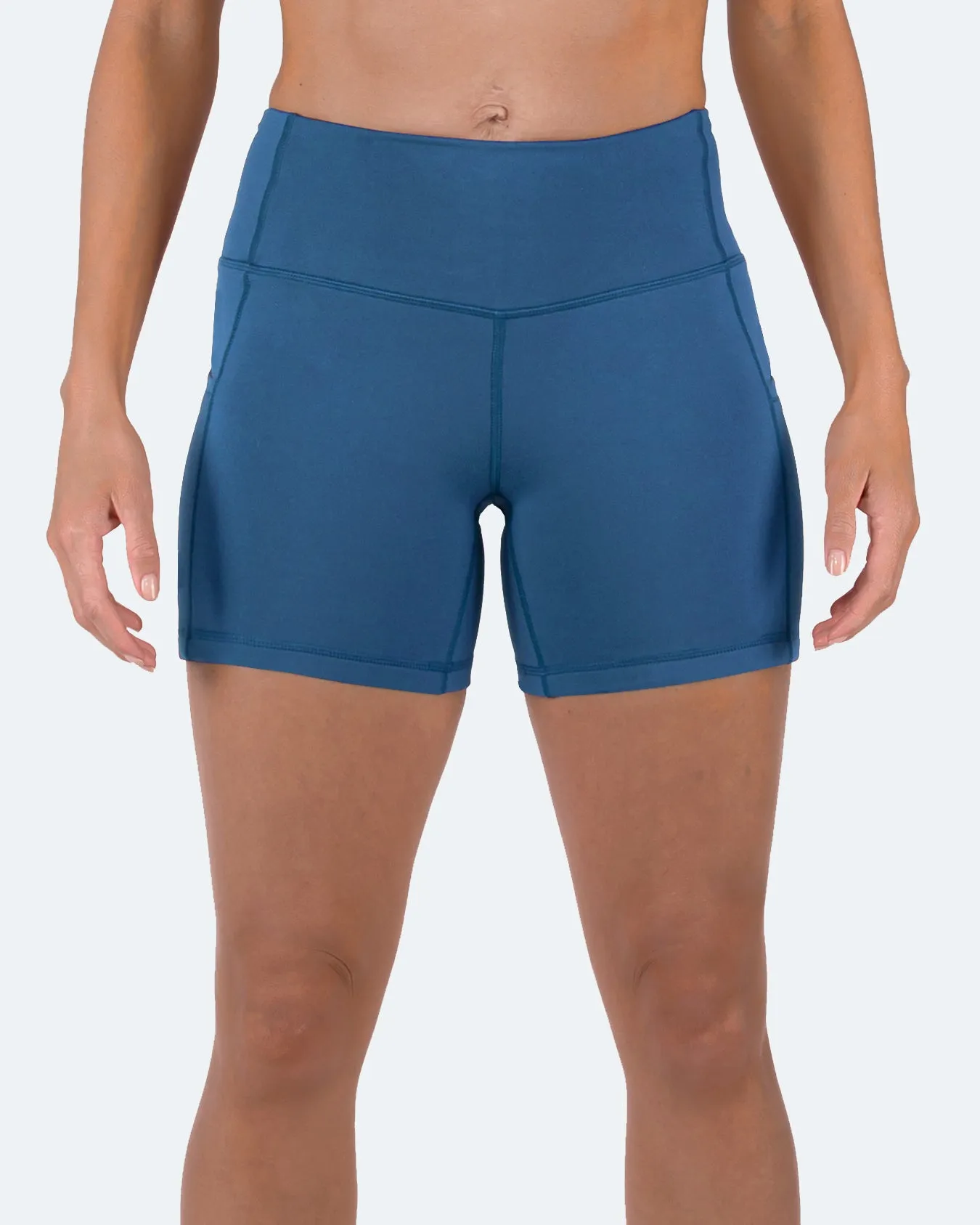 Women's  5" High Waist Biker Shorts Yoga Workout Running Compression Gym Shorts Side Pockets