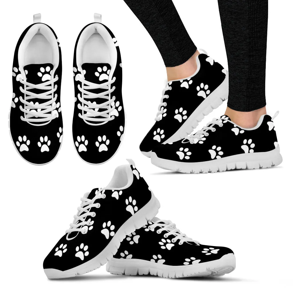 Women's Black Paw Athletic Sneakers