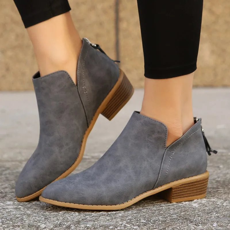 Women's Low Heel  Ankle Boots