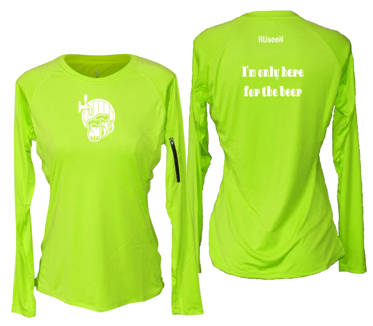 Women's Reflective Long Sleeve Shirt - I'm Only Here For The Beer